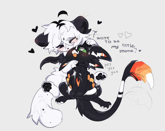 Rating: q
ID: 5532329
Date: 2025-04-26 17:42:58 -0400
Status: active
Score: 13
ambiguous_gender anthro avali avian bird black_body black_ears black_eyes black_tail blush duo ear_tuft english_text felid female feral green_eyes green_sclera hair heart_eyes heart_symbol hi_res imminent_transformation keshunya male male/female mammal mouth_closed multicolored_tail_tip one_eye_closed open_mouth pawpads paws pointy_ears question_mark short_snout tail tail_motion tailwag text text_background tuft two_tone_inner_ear white_hair white_snout white_tail white_tuft wink yes-no_question post #5532329