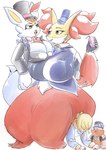 alternate_breast_size anthro big_butt big_dom_small_sub breast_rest breast_size_difference breasts bulging_breasts butt cinderace delphox digital_media_(artwork) digital_painting_(artwork) dominant dominant_female female female_focus forniphilia generation_6_pokemon generation_8_pokemon greedent group hi_res holowear_(pokemon) human juice_box male mammal nintendo obese obese_anthro obese_female objectification overweight overweight_anthro overweight_female pokemon pokemon_(species) pokemon_unite sitting_on_another size_difference smaller_male submissive submissive_male tapirclip tuxedo_style_cinderace tuxedo_style_delphox tuxedo_style_greedent volo_(pokemon) wide_hips