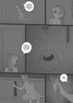 5_fingers anthro breasts butt comic dialogue digital_media_(artwork) english_text felid female fingers freckles_(artist) greyscale holding_object lion mammal monochrome nude pantherine potion solo tail text thought_bubble transformation_potion