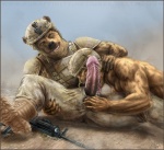 2011 ach_helmet anthro ar-15 armor assault_rifle big_penis boots camo canid canine canis claws clothing combat_helmet delta2094 desert detailed_background domestic_dog duo erection fellatio footwear genitals gun headgear helmet huge_penis humanoid_genitalia humanoid_penis hyena iraq licking m16 make_love_not_war male male/male male_penetrated male_penetrating male_penetrating_male mammal military open_mouth oral outside penetration penile penis penis_lick penis_poking_out penis_through_fly ranged_weapon rifle sex shoes soldier spotted_hyena tongue tongue_out uniform unprofessional_behavior war warrior weapon