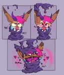 absurd_res alternative_fashion anthro antlers astrodrak blush ear_piercing forced forced_transformation goo_transformation heart_eyes heart_symbol hi_res highlights_(coloring) horn hypno_goo hypnosis jackalope lagomorph looking_pleasured male mammal mind_control moan nervous piercing punk punk_hair scared slime slime_on_face solo transformation