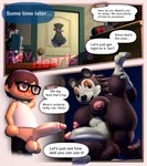 3d_(artwork) animal_crossing anthro balls big_penis blush breasts comic dialogue digital_media_(artwork) duo english_text erection eulipotyphlan feet genitals gynomorph hedgehog hi_res humanoid intersex intersex/male male mammal nintendo penis rev_(revhearts) revhearts sable_able soles speech_bubble text toes