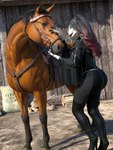 Rating: q
ID: 5582377
Date: 2025-05-18 21:15:16 -0400
Status: active
Score: 22
3:4 3d_(artwork) absurd_res anthro big_butt black_bottomwear black_clothing black_footwear black_lips black_pants black_shirt black_topwear bodysuit boots bottomwear braided_hair breasts bridle bubble_butt butt canid canine canis chadotexas chain clothing collar cowboy_outfit digital_media_(artwork) duo equid equine female feral footwear full-length_portrait gradient_hair hair hi_res high_heeled_boots high_heels horse leash leather legwear lips long_hair looking_at_viewer mammal multicolored_hair pants portrait realistic red_hair reins shirt shoes skinsuit smile standing thick_thighs thigh_boots thigh_highs tight_clothing topwear two_tone_hair wolf post #5582377