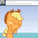 1:1 animated apple applejack_(mlp) ask_jappleack blonde_hair clothing cowboy_hat dialogue earth_pony english_text equid equine eyes_closed female feral food freckles friendship_is_magic fruit grass hair hasbro hat headgear headwear horse hotdiggedydemon long_hair mammal my_little_pony open_mouth orange_body plant pony ponytail profanity short_playtime solo teeth text tongue tumblr