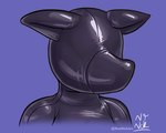 anthro bound bust_portrait canid canine clothed clothing encasement faceless female fox full_body_suit hi_res latex latex_clothing latex_mask latex_skinsuit liz_(neatnick) mammal mask neatnick portrait sensory_deprivation sensory_deprivation_hood skinsuit solo tight_clothing