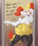 absurd_res anthro arkailart balls big_penis braixen canid canine foreskin fur generation_6_pokemon genitals hi_res humanoid_genitalia humanoid_penis inner_ear_fluff male mammal nintendo penis pokemon pokemon_(species) red_body red_fur simple_background solo tuft white_body white_fur yellow_body yellow_fur