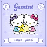 1:1 anthro astrological_symbol chibi domestic_cat duo ear_bow felid feline felis female gemini_(constellation) gemini_(symbol) gemini_(zodiac) hello_kitty_(character) hello_kitty_(series) hi_res mammal official_art on_model sanrio speech_scroll star symbol tail toony unknown_artist western_zodiac western_zodiac_symbol whiskers