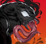 alien bodily_fluids halo_(series) hi_res long_tongue male male/male marvel microsoft orange_background red_background saliva sangheili simple_background solo symbiote teeth teeth_showing tongue venom_(marvel) vyl_'kodom white_eyes xbox_game_studios zombiy