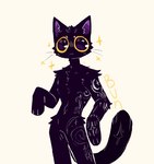 2023 anthro black_body black_eyes black_fur bunonthemoon domestic_cat felid feline felis fur male mammal nude_anthro nude_male slim_anthro slim_male solo yellow_sclera