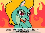 2019 anonymous_artist asian_mythology banned_from_equestria chinese_mythology dialogue digital_media_(artwork) dragon east_asian_mythology english_text equid female feral fire flaming_hair flaming_mane full-length_portrait green_body green_hooves green_scales hooves inviting inviting_home longma looking_at_viewer low_res mammal mythological_creature mythological_equine mythological_scalie mythology open_mouth open_smile pixel_(artwork) portrait pseudo_hair pseudo_mane pupils red_eyes scales scalie slit_pupils smile solo style_emulation text them's_fightin'_herds tianhuo_(tfh)