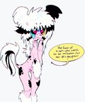 :c alternative_fashion ambiguous_gender anthro canid canine canis chinese_crested_dog coontail_hair domestic_dog english_text fr34kpet fur glamfur hair hairless hairless_dog mammal pink_body pink_fur sad scene_(fashion) scene_haircut solo text toy_dog white_hair