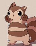 2024 3_toes biped brown_body brown_fur chibi feet feral fur furret generation_2_pokemon hi_res ke_mo_suke kemono nintendo open_mouth pokemon pokemon_(species) simple_background solo toes