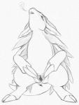 anus clitoris female feral generation_1_pokemon genitals graphite_(artwork) looking_up mammal monochrome nintendo open_mouth pokemon pokemon_(species) pussy sandslash simple_background solo spread_pussy spreading standing traditional_media_(artwork) white_background yaroul