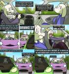 asriel_dreemurr boss_monster_(undertale) bovid caprine car comic delta_rune_(emblem) dialogue driving english_text fangs female hi_res horn human humor inside_car long_ears male mammal potoobrigham symbol teeth text toriel undertale undertale_(series) vehicle