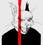 2024 anthro bared_teeth black_and_white_and_red bust_portrait caracal caracal_(genus) cheek_tuft domestic_cat ear_tuft eyebrows eyelashes facial_tuft fangs felid feline felis female front_view fur fur_tuft hi_res inner_ear_fluff kina_ricado kittydisk mammal mothership_(kittydisk) notched_ear open_mouth portrait prick_ears siamese snout solo teeth tongue tuft whiskers