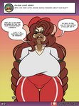 anthro athletic_wear big_breasts braided_hair breasts clothing english_text eyewear female glasses hair looking_at_viewer mammal mitzi_romero_(sketchybug) murid murine rat rodent sketchybug solo text thick_thighs thigh_gap uniform