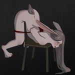 1:1 anthro bdsm blush bodily_fluids bondage bound breasts butt chair crying female forced furniture hair hi_res lagomorph leporid mammal mieri_(yourumi) nipples nude open_mouth rabbit rape restraints rope rope_bondage rope_harness simple_background solo submissive tail tears yourumi