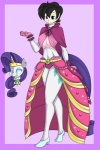 2012 2:3 black_hair blue_eyes clothing cosplay costume crown cutie_mark digital_media_(artwork) dress female friendship_is_magic gem gloves hair handwear hasbro headgear hi_res human kloudmutt mammal my_little_pony not_furry purple_hair rarity_(mlp) solo