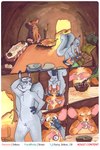 anthro brown_body brown_fur casual_nudity comic duo female food force_feeding forced fur grey_body grey_fur hi_res leaf lirkov male mammal marker_(artwork) mouse murid murine nude rodent sciurid traditional_media_(artwork) tree_squirrel