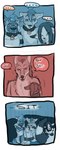 2016 anthro biped canid cobalt_(tatsuchan18) collar comic detailed_background english_text female fur group hair havoc_(tatsuchan18) hi_res hyena male mammal mink_(tatsuchan18) sitting speech_bubble standing tatsuchan18 text