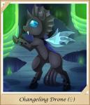 arthropod blue_eyes changeling drone_(mlp) fangs female friendship_is_magic hasbro my_little_pony pod solo teeth vavacung wings