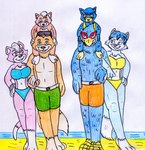 anthro avian beach beak bird black_nose blue_eyes canid canine child clothed clothing daughter_(lore) domestic_cat eyewear eyewear_on_head falco_lombardi family family_photo family_portrait fan_character father_(lore) father_and_child_(lore) father_and_daughter_(lore) father_and_son_(lore) felid feline felis female fox fox_mccloud fur galliform green_eyes group hair hand_holding happy hi_res interspecies jose-ramiro katt_monroe kevin_mccloud_(ameth18) krystal_(star_fox) male male/female mammal mother_(lore) mother_and_child_(lore) mother_and_daughter_(lore) mother_and_son_(lore) multicolored_body multicolored_fur nintendo parent_(lore) parent_and_child_(lore) parent_and_daughter_(lore) parent_and_son_(lore) phasianid pink_body pink_fur sand sea seaside sky son_(lore) sophie_lombardi_(ameth18) star_fox sunglasses sunglasses_on_head swimming_trunks swimwear topless topless_anthro topless_male topwear two_tone_body two_tone_fur vest water white_body white_fur white_hair young young_anthro