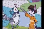 2024 anthro black_hair brown_body brown_fur canid canine canis cartoon_network chest_tuft clawed_fingers clenched_teeth clothed clothing conditional_dnp domestic_dog duo ed_edd_n_eddy ethan_(grinn3r) facial_piercing female feral fluffy fluffy_tail fur grey_body grey_fur grinn3r hair hand_on_hip heart_(marking) hi_res highlights_(coloring) husky lifting_another male male/female mammal markings nordic_sled_dog nose_piercing nose_ring nude open_mouth pawpads piercing procyonid raccoon redraw ren_(inkeygutz) ring_piercing rolf_(eene) spitz split_color tail teeth tuft unimpressed yellow_teeth