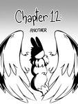 2022 3:4 ambiguous_gender black_and_white black_text cover digital_media_(artwork) eevee english_text feathered_wings feathers feral flavia-elric fluffy fluffy_tail fur generation_1_pokemon monochrome neck_tuft nintendo number pokemon pokemon_(species) pokemon_mystery_dungeon simple_background solo spike_chunsoft tail text tuft wings