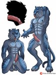 2023 abs after_transformation animate_inanimate anthro balls biceps black_sclera blue_body bodily_fluids cum cum_drool dildo_in_mouth dripping duo erection felid genital_fluids genitals glistening glistening_body goo_suit hand_behind_head hi_res human human_to_anthro internal kneeling living_clothing male male/male mammal markings muscular muscular_anthro muscular_male nipples oral oral_penetration pantherine patreon patreon_logo pawpads pecs penetration penile_spines penis precum precum_drip reckless_rocket red_penis sex_toy sex_toy_in_mouth sex_toy_insertion simple_background species_transformation striped_markings stripes text tiger transformation url white_background