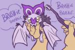 3:2 ambiguous_gender bat big_ears black_body black_fur brush brushie_brushie_brushie claws disembodied_hand duo english_text feral fur generation_6_pokemon holding_character human looking_at_viewer mammal membrane_(anatomy) membranous_wings meme nintendo noibat parody pokemon pokemon_(species) quadruped sanrixian solo_focus text toothbrush wings yellow_eyes