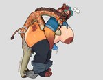 Rating: e
ID: 5615226
Date: 2025-06-01 21:13:51 -0400
Status: active
Score: 95
2025 3d_(artwork) absurd_res anthro arched_back areola balls bent_over big_areola big_breasts big_nipples bigcozyorca biped black_clothing black_legwear black_stockings blue_hair blue_penis blush bodily_fluids bottomwear bottomwear_down breasts brown_areola brown_body brown_fur brown_hair brown_nipples clothed clothing cum cum_in_ass cum_inside cum_on_balls delilah_(ferrethazel) digital_media_(artwork) dripping duo ferrethazel fur genital_fluids genitals giraffe giraffid gynomorph gynomorph/gynomorph hair hair_over_eyes hi_res huge_breasts intersex intersex/intersex jackie_(bigcozyorca) legwear mammal mixed_media multicolored_hair nipples orange_body orange_eyes orange_fur pants pants_down partially_clothed penis precum precum_drip raised_tail small_breasts stockings tail tan_body tan_fur tongue tongue_out two_tone_hair white_body white_fur yellow_body yellow_fur post #5615226