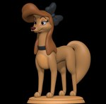 3d_(artwork) 3d_modeling 3d_print bow_ribbon brown_eyes canid canine collar digital_media_(artwork) disney dixie_(tfath) female feral half-closed_eyes hi_res lowered_tail mammal narrowed_eyes paws sillytoys simple_background smile solo standing the_fox_and_the_hound