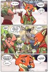 2021 anthro blurred_background borba bovid canid canine caprine comic container cup dialogue disney domestic_pig drinking drinking_straw ellipsis english_text fox fur group holding_container holding_cup holding_object male mammal nick_wilde open_mouth open_smile orange_body orange_fur pawpads red_fox sheep smile speech_bubble suid suina sus_(pig) text true_fox zootopia