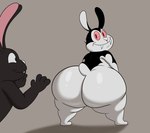 2024 absurd_res anthro bent_over big_butt black_body black_ears black_fur black_tail bunnicula bunnicula_(series) butt colossalstars digital_media_(artwork) duo excited fangs fur hi_res huge_butt intraspecies lagomorph leporid long_ears looking_at_another looking_back male male/male mammal multicolored_body multicolored_fur pink_sclera presenting presenting_hindquarters rabbit red_eyes scut_tail sharp_teeth short_tail smile tail teeth thick_thighs two_tone_body two_tone_fur two_tone_tail vampire white_body white_fur white_nose white_tail