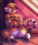 2020 anthro anus bdsm bondage bound breasts butt digital_media_(artwork) dimwitdog dreamworks felid female genitals hi_res kneeling kung_fu_panda mammal master_tigress nipples nude pantherine pussy restrained solo stripes tiger