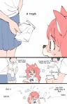 2019 anthro bullying canid canine clothed clothing comic cute_fangs dialogue english_text fangs female fox fur_(theterm) group human kemono mammal school_uniform simple_background standing teeth text theterm trash uniform white_background young young_anthro young_female young_human