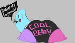 boggo_(land_of_boggs) bottomwear clothing dialogue english_text inviting land_of_boggs looking_at_viewer not_furry ponk smile smug_face solo text text_on_clothing text_on_underwear underwear