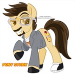 beard equid equine eyewear facial_hair glasses hasbro horse iron_man male mammal marvel my_little_pony pony smile solo tony_stark trish_forstner