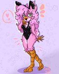 4:5 anthro avian beak bird bunny_costume clothing coralkun costume eyewear female glasses hair hi_res long_hair looking_at_viewer pink_hair silly_bird solo