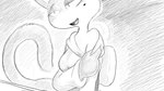 16:9 animal_crossing anthro bedroom_eyes breast_squish breasts chair clothed clothing clothing_pull dialogue_in_description digital_drawing_(artwork) digital_media_(artwork) domestic_cat dragonweirdo english_text exposed_shoulder fangs felid feline felis female furniture greyscale hi_res hoodie makeup mammal markings mascara mole_(marking) monochrome motion_lines narrowed_eyes nintendo olivia_(animal_crossing) seductive solo squish table tail teeth text topwear widescreen