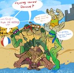 anthro balls beach being_watched bodily_fluids donatello_(tmnt) english_text erection genital_fluids genitals golden_bukkake golden_shower group hi_res humanoid_genitalia humanoid_penis leonardo_(tmnt) looking_at_another male male/male male_peeing mammal master_splinter maverickk_(artist) michelangelo_(tmnt) murid murine nude_beach outside peeing peeing_on_another peeing_together peeing_while_erect penis public public_nudity public_urination raphael_(tmnt) rat reptile rodent scalie teenage_mutant_ninja_turtles text turtle urine urine_in_ass urine_in_mouth urine_stream watersports