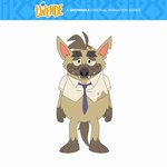 1:1 animated anthro belly black_nose boss_(twende) brown_body brown_fur clothing english_text fur hyena male mammal model_sheet necktie official_art ryan_vaneyk sad shirt short_playtime slightly_chubby solo text topwear turnaround twende_(series)