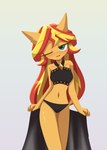 2022 anthro anthrofied bedroom_eyes bikini bikini_bottom bikini_top black_bikini black_bikini_bottom black_bikini_top black_clothing black_pareo black_swimwear blonde_hair blonde_mane blush bottomwear clothing digital_drawing_(artwork) digital_media_(artwork) equestria_girls equid equine female flat_stomach flirting friendship_is_magic fur green_eyes grey_background hair hasbro hi_res horse howxu looking_at_viewer mammal mane midriff multicolored_hair multicolored_mane multicolored_tail my_little_pony narrowed_eyes navel one_eye_closed pareo pony red_hair red_mane red_tail seductive simple_background smile smiling_at_viewer solo sunset_shimmer_(eg) swimwear tail tan_body tan_ears tan_fur tan_inner_ear topwear two-piece_swimsuit undressing wink winking_at_viewer yellow_tail