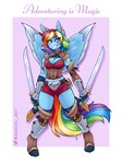 2021 3:4 absurd_res ambris anthro armor belt blue_body blue_fur breasts cleavage_cutout clothing crotch_lines cutout digital_media_(artwork) ear_piercing equid equine eye_scar eyebrows eyelashes facial_scar feathered_wings feathers female friendship_is_magic fur gauntlets gloves hair handwear hasbro hi_res hooves looking_at_viewer mammal melee_weapon midriff multicolored_hair multicolored_tail my_little_pony mythological_creature mythological_equine mythology navel notched_ear pegasus piercing poleyn rainbow_dash_(mlp) rainbow_hair rainbow_tail scar shaded short_hair smile smirk solo sword tail unguligrade weapon wings