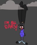 absurd_res anthro big_ears black_body black_fur bottomwear buckteeth cheek_tuft clothing facial_tuft footwear fur grey_background grey_body grey_fur hand_in_pocket hands_in_both_pockets hi_res hoodie huge_ears humor hyper_ears lagomorph leporid male mammal nick_(the_xing1) open_mouth open_smile pants pockets purple_clothing purple_hoodie purple_topwear rabbit raised_tail red_eyes simple_background smile socks solo sweatpants tail teeth toe_socks toeless_footwear toeless_socks topwear tuft wide_eyed xing1