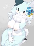 anthro areola blush breasts female female_anthro fur hi_res inverted_nipples kame_3 kemono lagomorph leporid mammal neck_tuft nipples nude rabbit solo tuft white_body white_fur