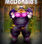 2024 anthro bat bodily_fluids clothing embarrassed fart fart_fetish female gassy hi_res mammal mcdonald's messy_clothing messy_eater obese obese_female overweight overweight_female paytonpaytonpay rouge_the_bat rumbling_stomach running_makeup sega shaking solo sonic_the_hedgehog_(series) tears torn_clothing