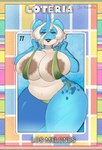 absurd_res anthro areola big_breasts big_butt bikini blonde_hair breasts brown_areola butt clothing female fragomatesh generation_1_pokemon hair hi_res lapras looking_at_viewer lottery mexican_lottery micro_bikini mildred_(charliecorvinus) navel nintendo open_mouth pokemon pokemon_(species) pulling_bikini_up skimpy_bikini slightly_chubby slightly_chubby_female solo spanish_text swimwear text thick_thighs two-piece_swimsuit