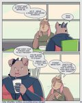 2020 4:5 abe_(mikrogoat) anthro basil_(mikrogoat) clothing comic dialogue domestic_pig duo english_text hi_res humanoid_hands lagomorph leporid male mammal mikrogoat overweight overweight_male rabbit shirt sitting suid suina sus_(pig) text topwear url