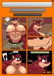 abs activision alternate_version_at_source anthro bandicoot big_pecs bottomwear bulge clothing coco_bandicoot comic crash_bandicoot_(series) crunch_bandicoot cybernetic_arm cybernetic_limb cybernetics dialogue electronics end_page english_text hard_translated hi_res machine male mammal marsupial muscular muscular_anthro muscular_male nipples pants pants_only pecs phone slash876 tagme talking_to_self text translated waistband